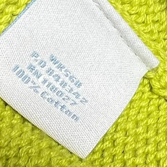 Boden Lime Green Cardigan Size 8 Chunky Knit Wood Button Cotton 3/4 sleeve Boho - Picture 10 of 10